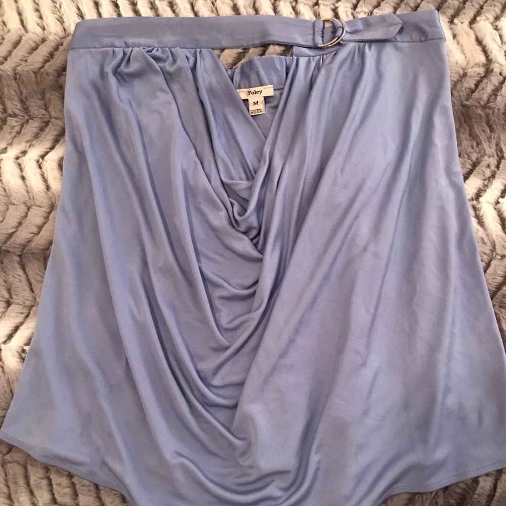 ❌SOLD❌ Foley Silk blue strapless top - GUC - M